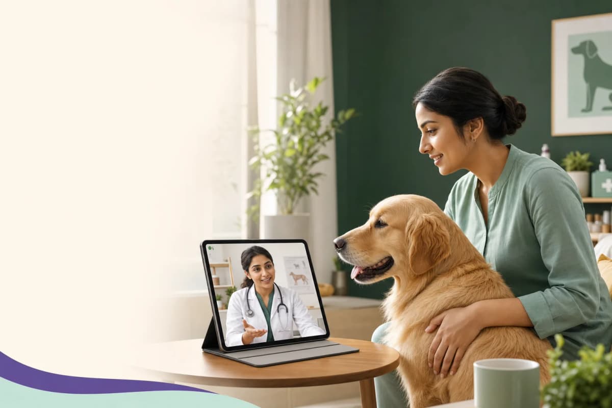Veterinarian caring for a dog